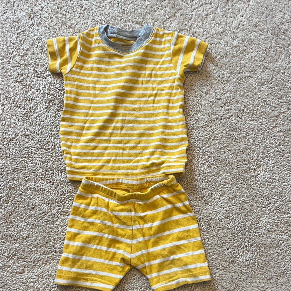 Carter's Yellow & White Stripe Short Sleeve Pajama Set
